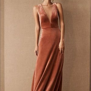 Jenny Yoo Logan Velvet Maxi Dress / English Rose (color)